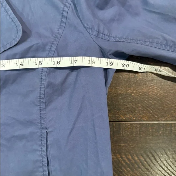 Caslon Cropped Trench Jacket Blue Cotton Utility Coat M - Picture 5 of 9